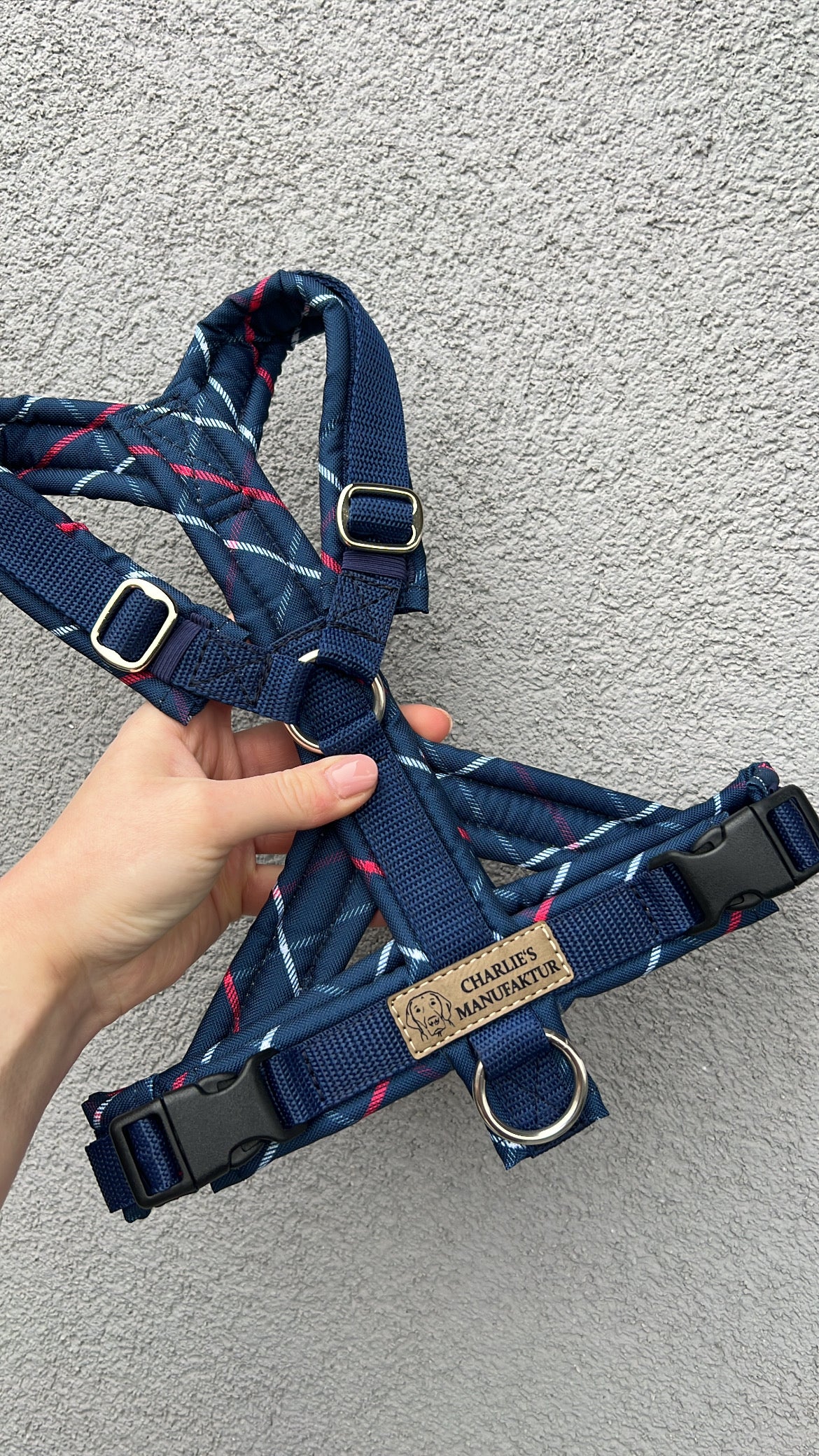 Y-Geschirr Karo Navy