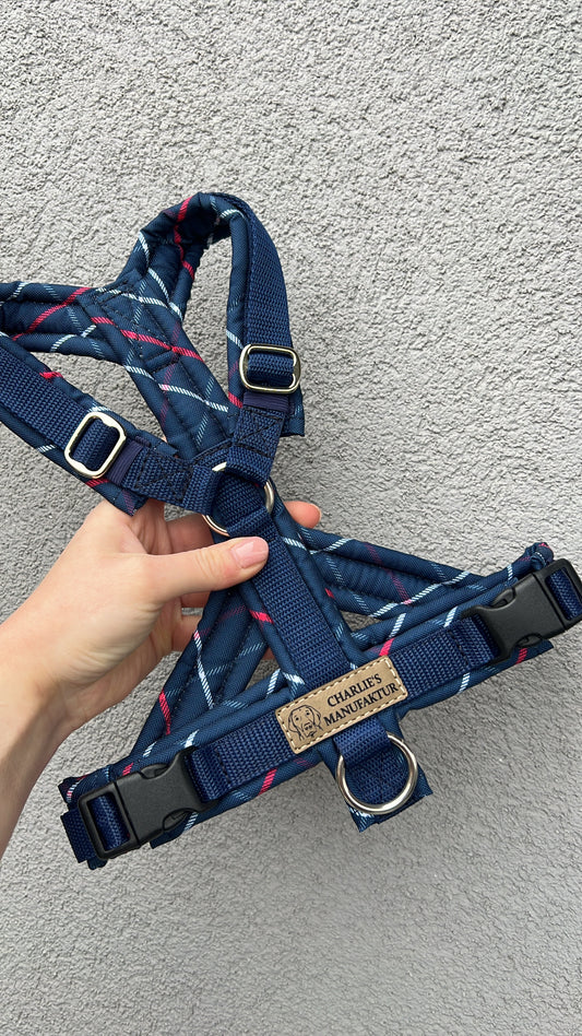 Y-Geschirr Karo Navy