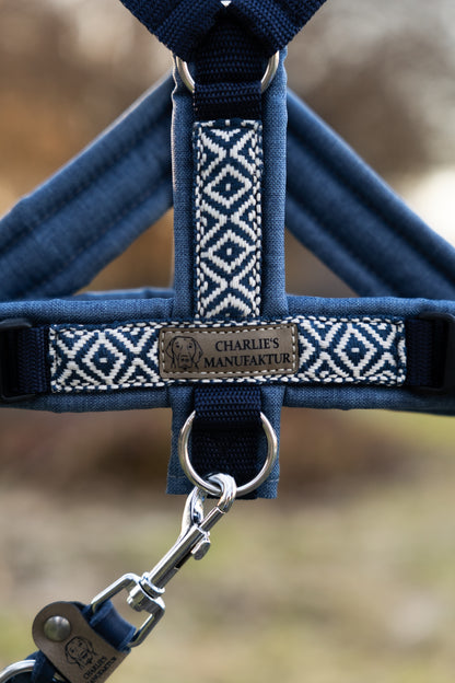 Y-Geschirr BOHO Blau/Dunkelblau